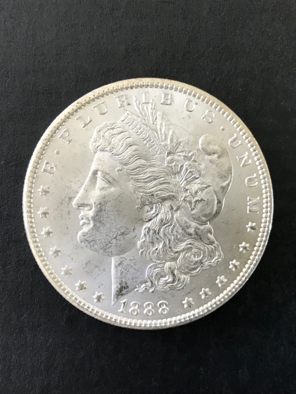 1888 P Morgan Silver Dollar, 90% Silver, Philly Mint, BR Unc, ? Low to Mid MS